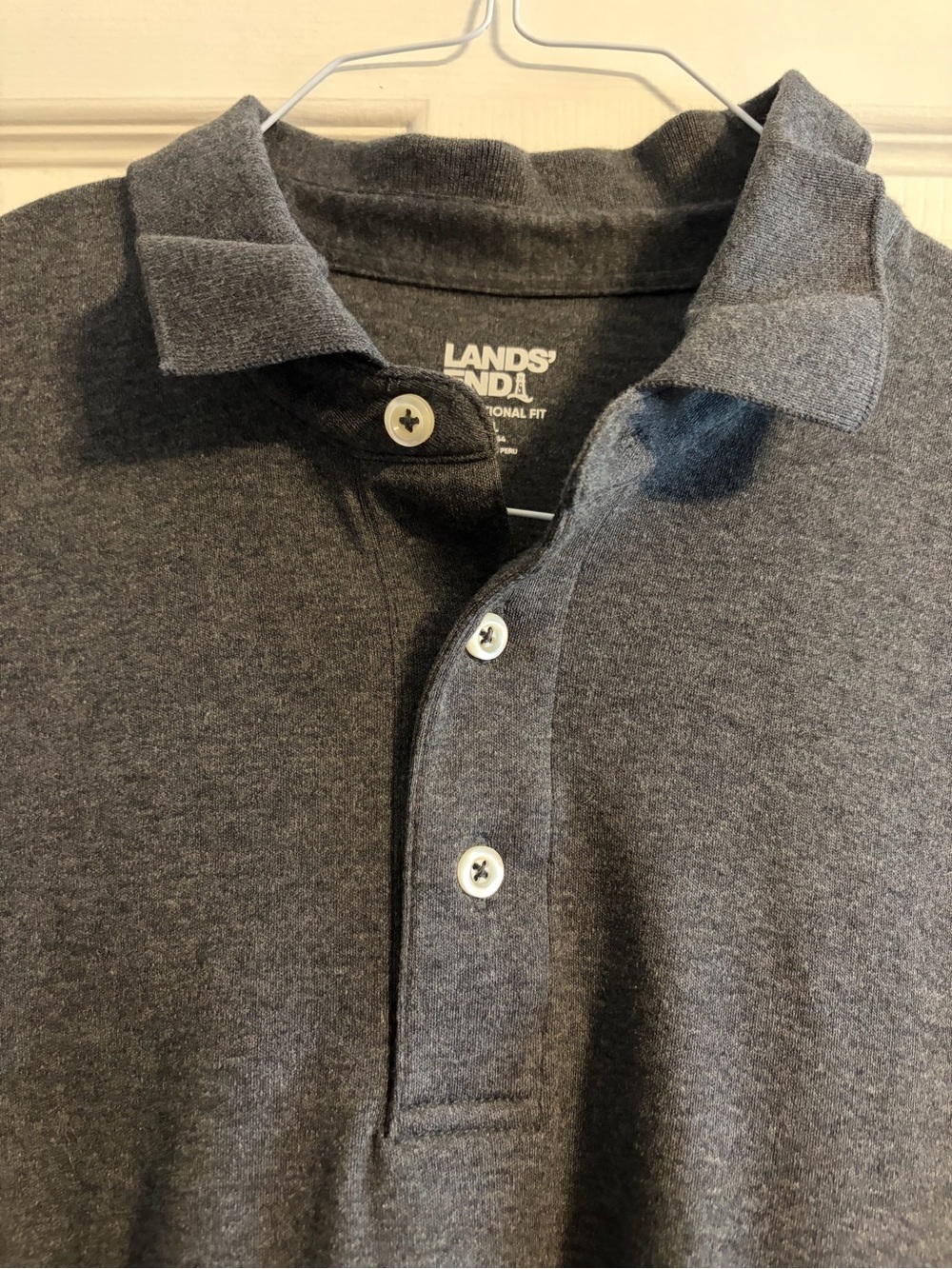 Lands’ End Men’s Polo Shirt Size Large Gray Short Sleeve Traditional Fit Cotton - Picture 3 of 6